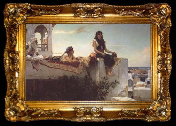 framed  Benjamin Constant Une terasse au Maroc le soir (mk32), ta009-2